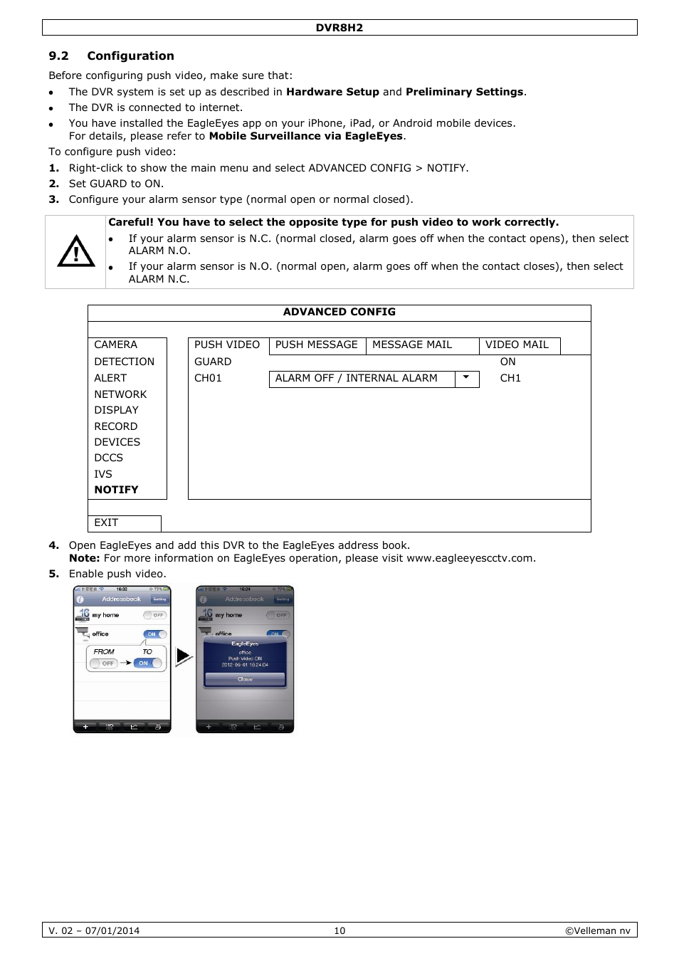 2 configuration | Velleman DVR8H2 Quick Installation Guide User Manual | Page 10 / 64