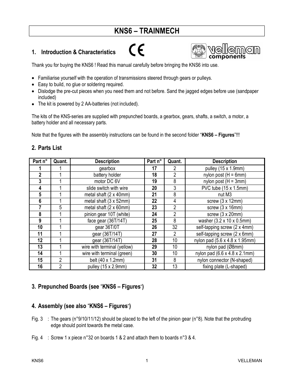 Velleman KNS6 User Manual | 8 pages