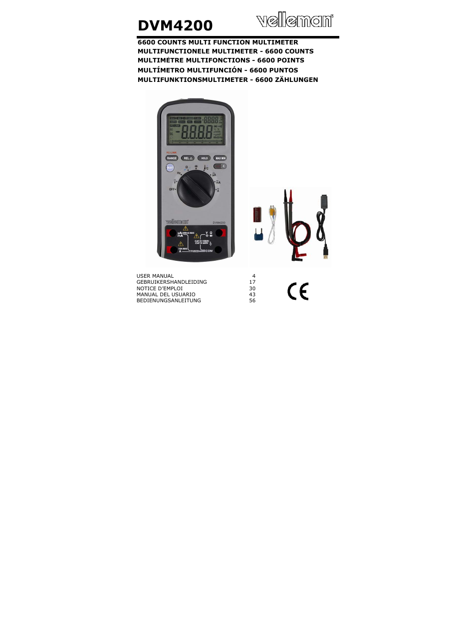 Velleman DVM4200 User Manual | 72 pages