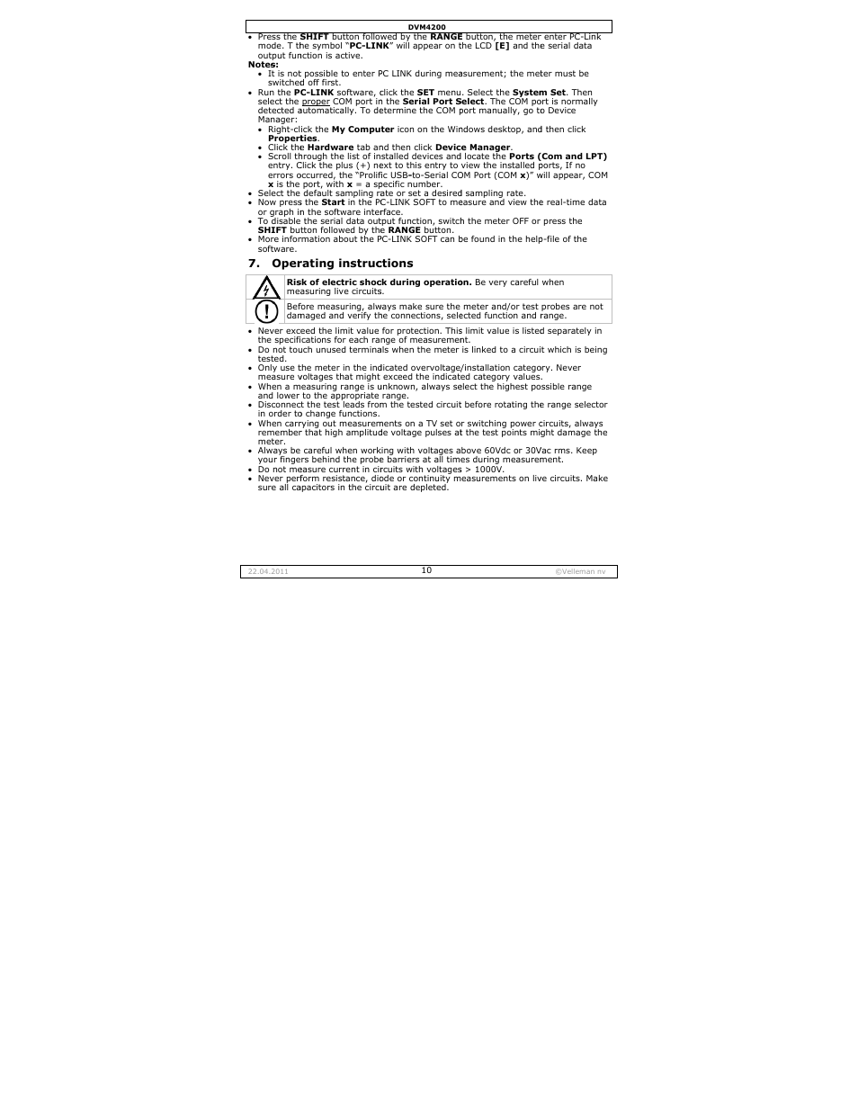Velleman DVM4200 User Manual | Page 10 / 72