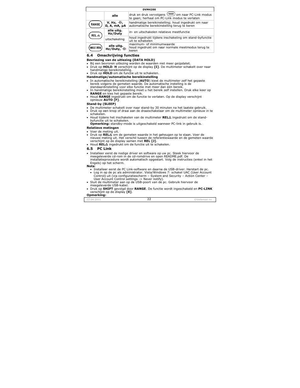 Velleman DVM4200 User Manual | Page 22 / 72