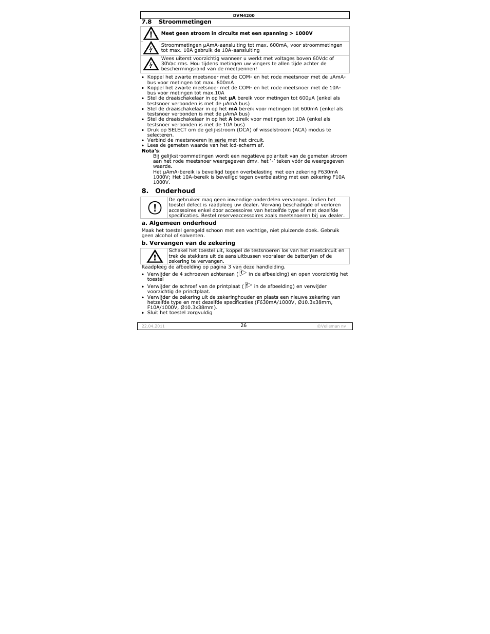 Velleman DVM4200 User Manual | Page 26 / 72