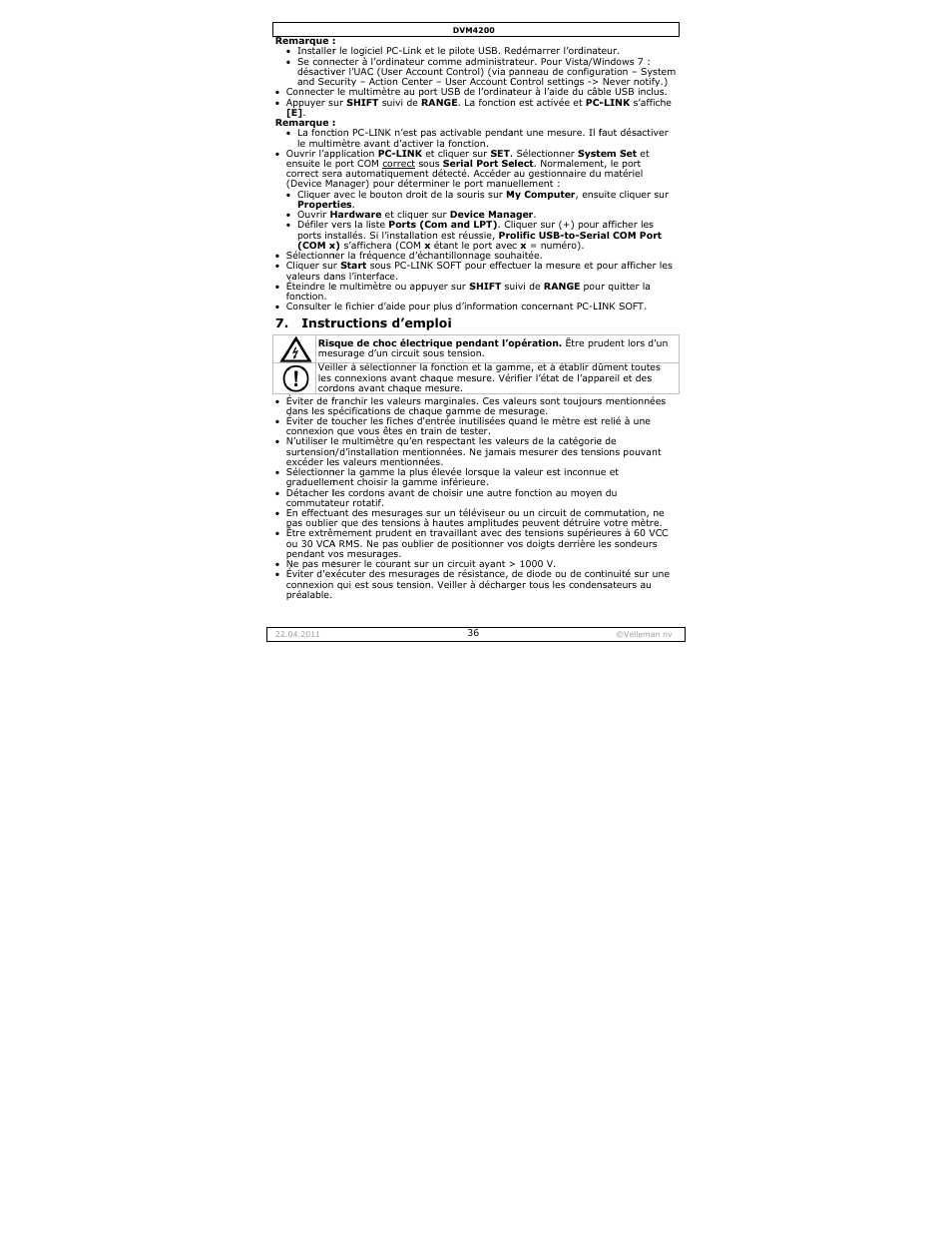 Velleman DVM4200 User Manual | Page 36 / 72