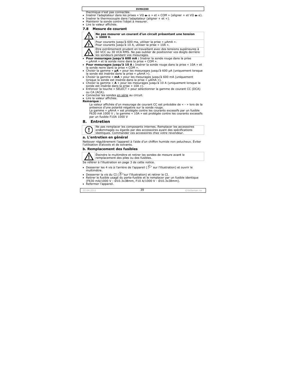 Velleman DVM4200 User Manual | Page 39 / 72
