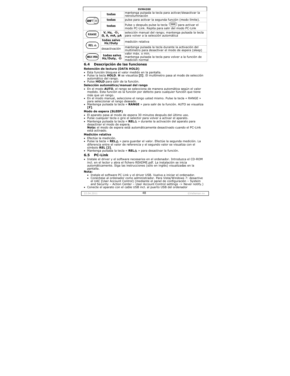 Velleman DVM4200 User Manual | Page 48 / 72