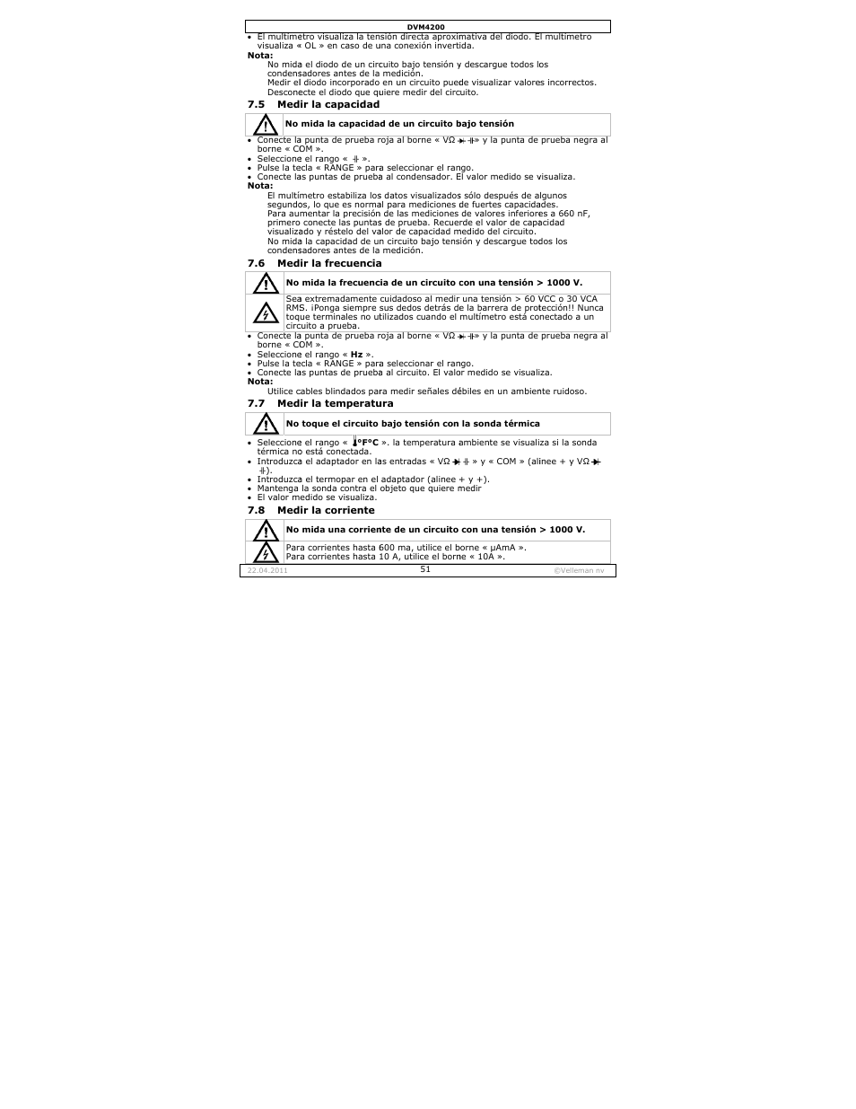 Velleman DVM4200 User Manual | Page 51 / 72