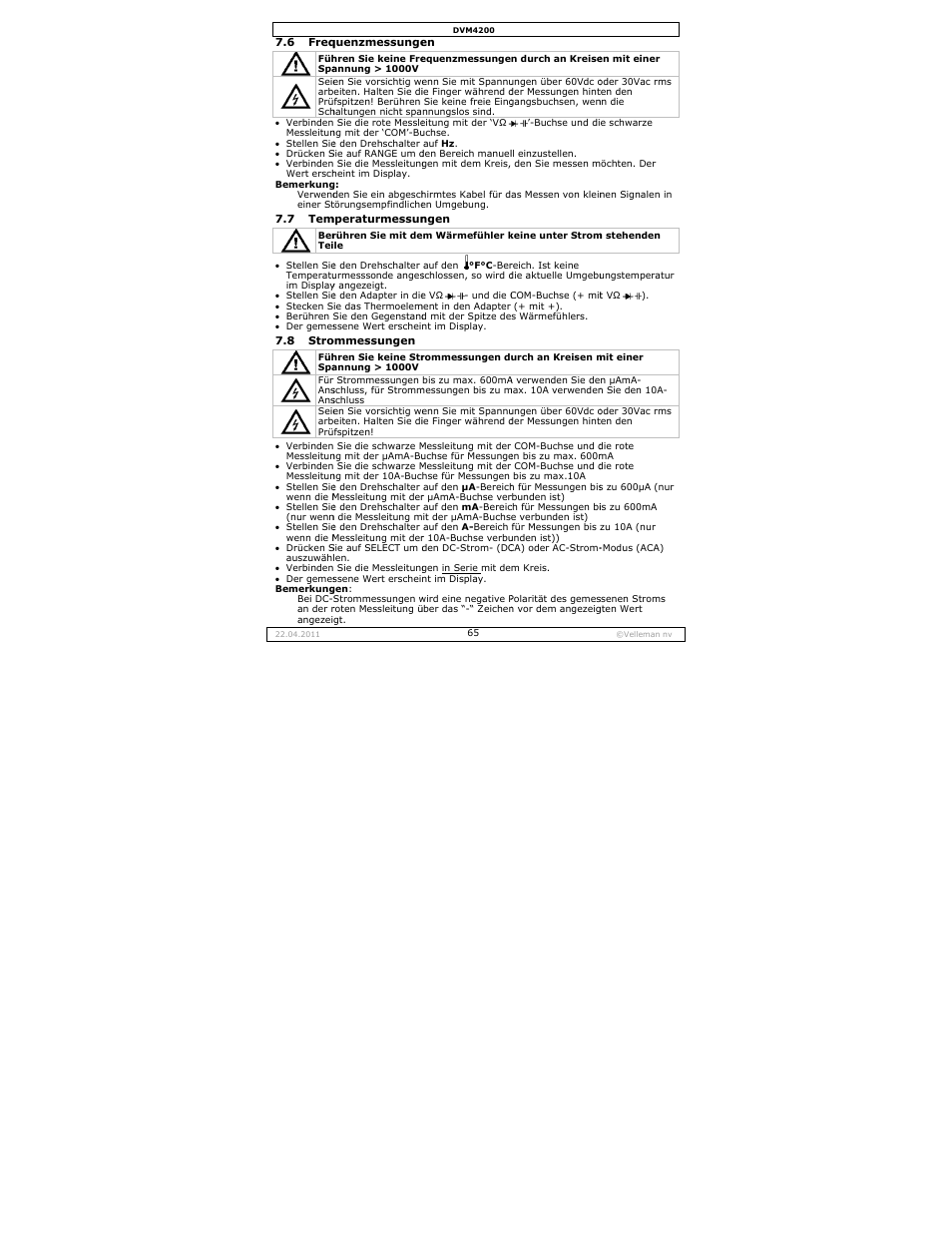 Velleman DVM4200 User Manual | Page 65 / 72