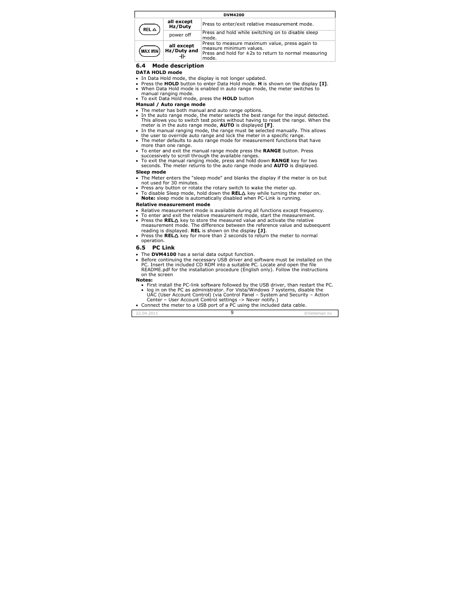 Velleman DVM4200 User Manual | Page 9 / 72