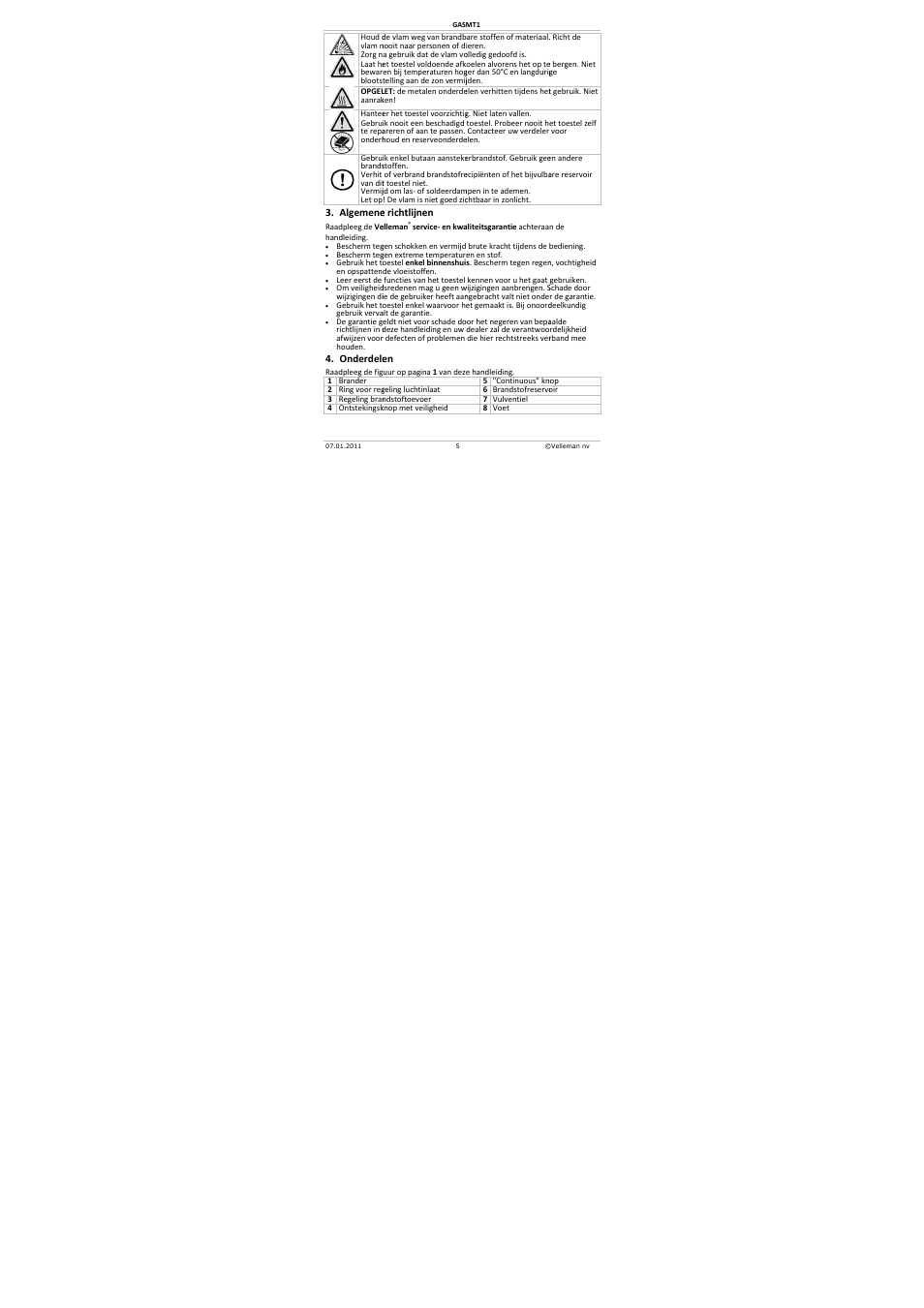 Velleman GASMT1 User Manual | Page 5 / 18