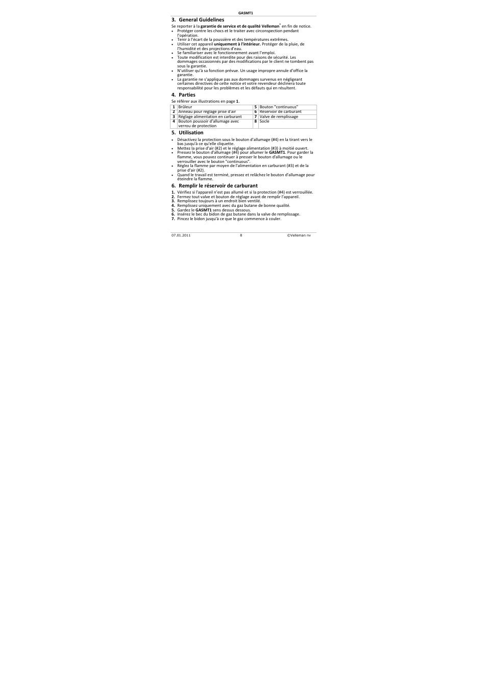 Velleman GASMT1 User Manual | Page 8 / 18