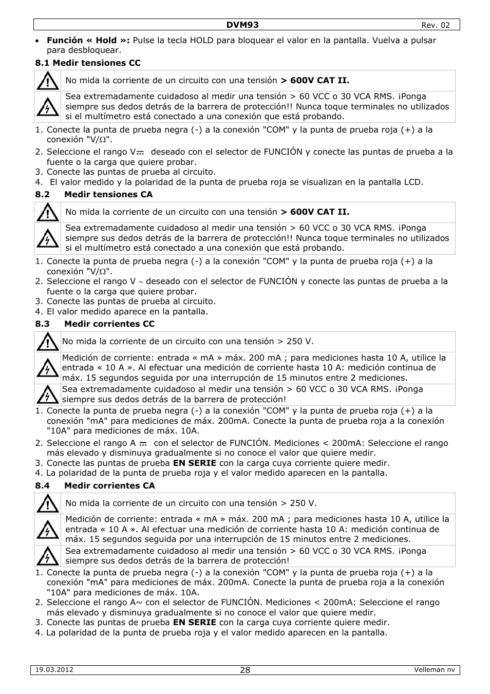 Velleman DVM93 User Manual | Page 28 / 48