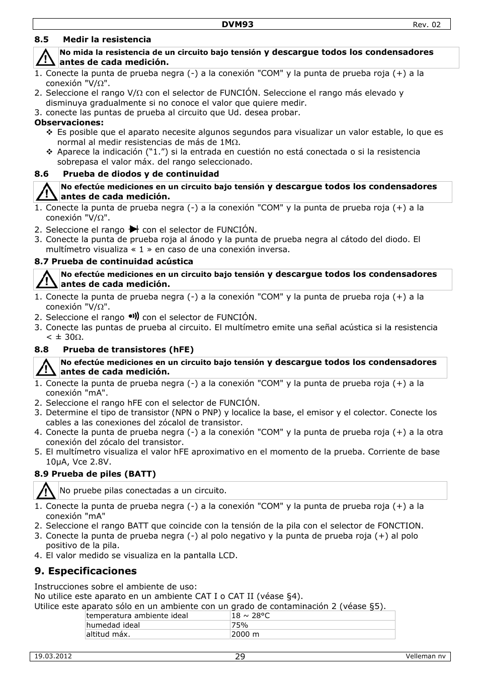 Velleman DVM93 User Manual | Page 29 / 48