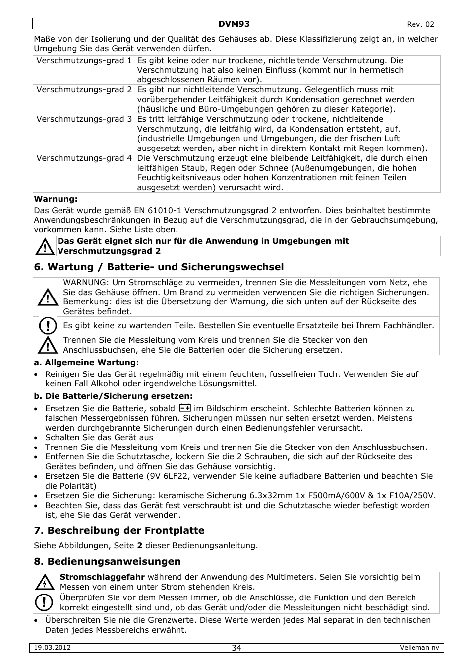 Velleman DVM93 User Manual | Page 34 / 48