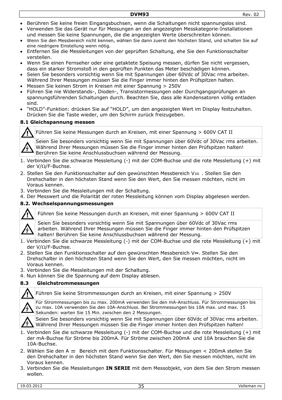 Velleman DVM93 User Manual | Page 35 / 48