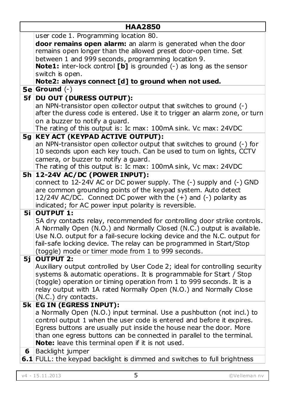 Velleman HAA2850 User Manual | Page 5 / 67
