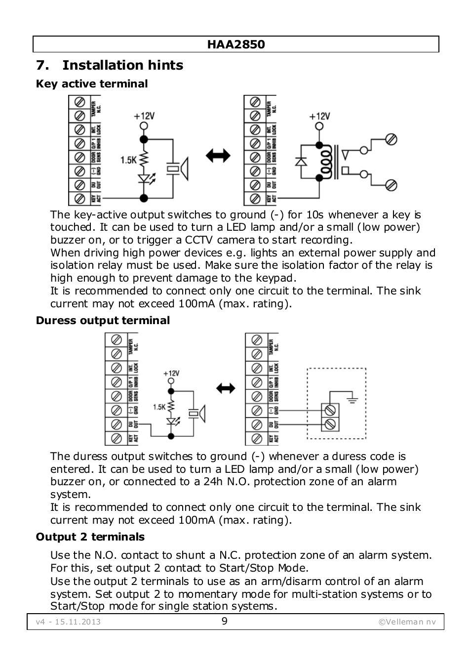 Installation hints | Velleman HAA2850 User Manual | Page 9 / 67