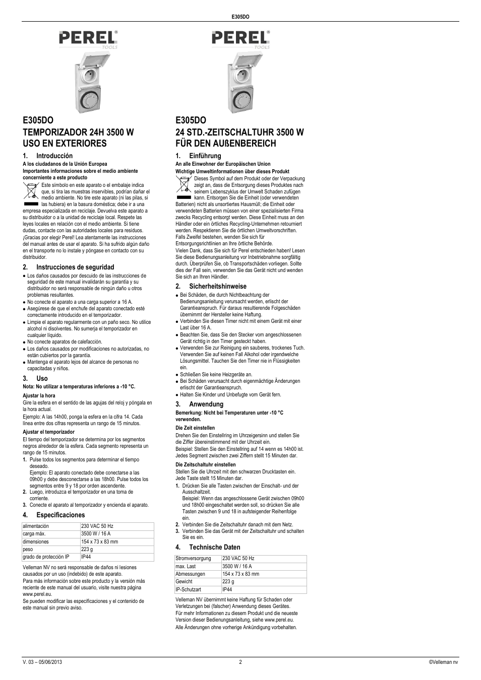 Velleman E305DO User Manual | Page 2 / 4