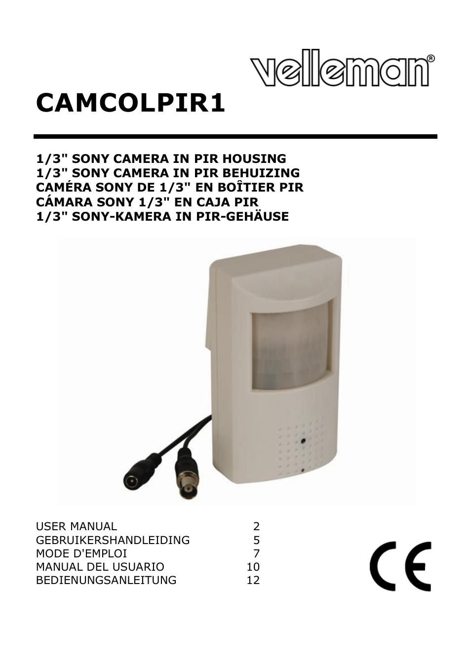 Velleman CAMCOLPIR1 User Manual | 17 pages