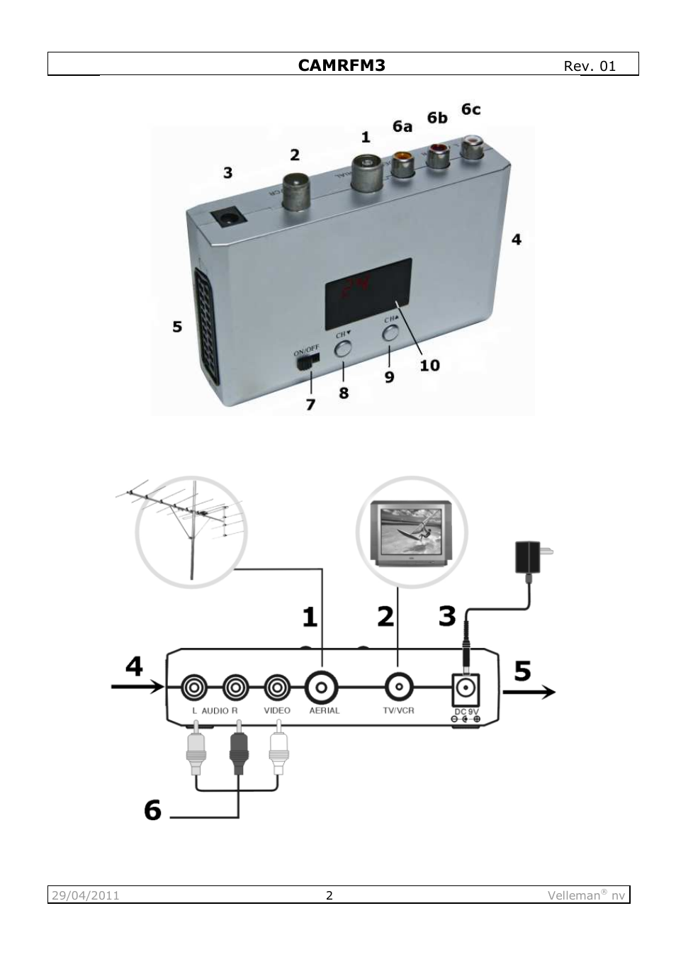 Velleman CAMRFM3 User Manual | Page 2 / 22