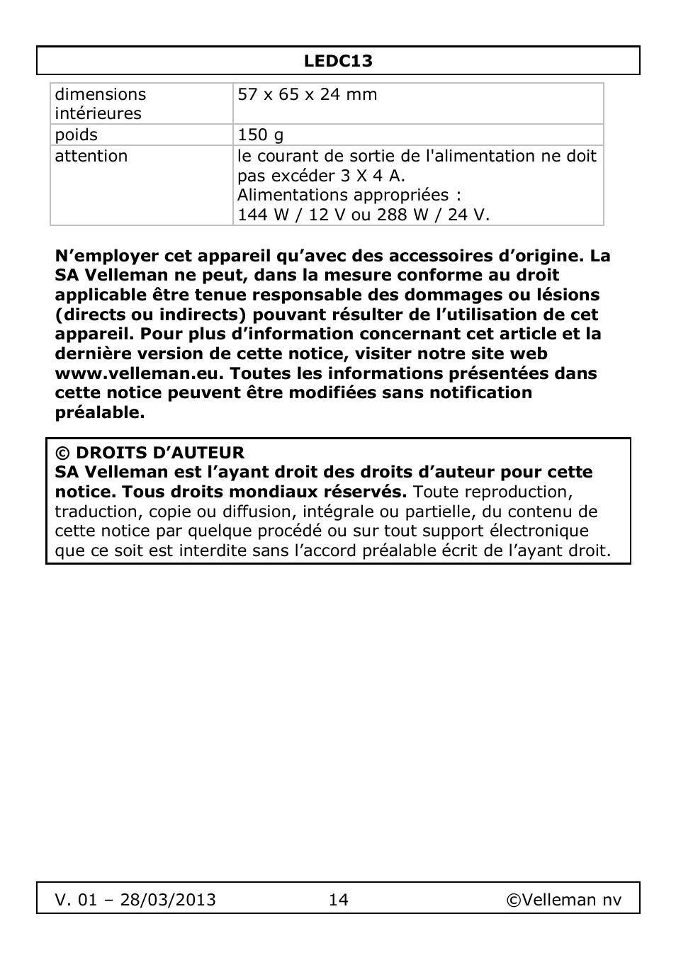 Velleman LEDC13 User Manual | Page 14 / 37