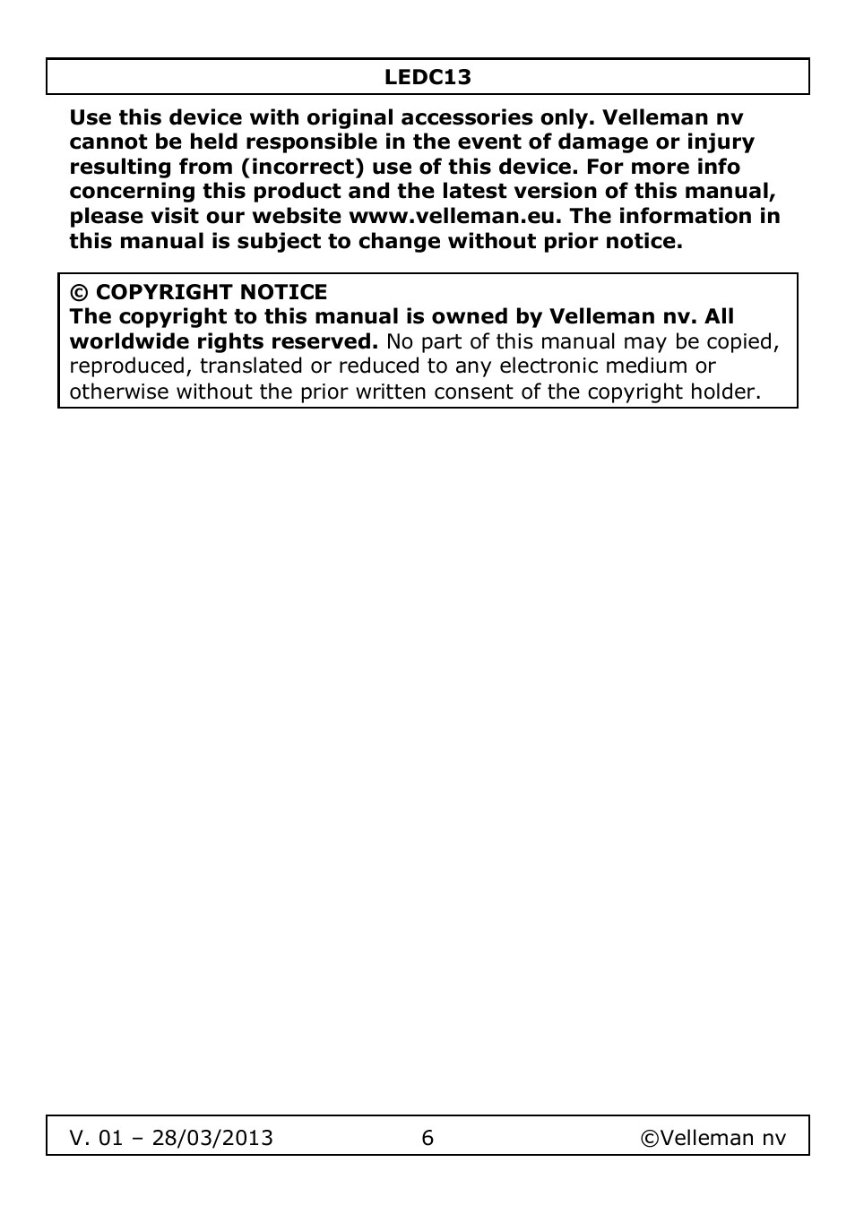 Velleman LEDC13 User Manual | Page 6 / 37