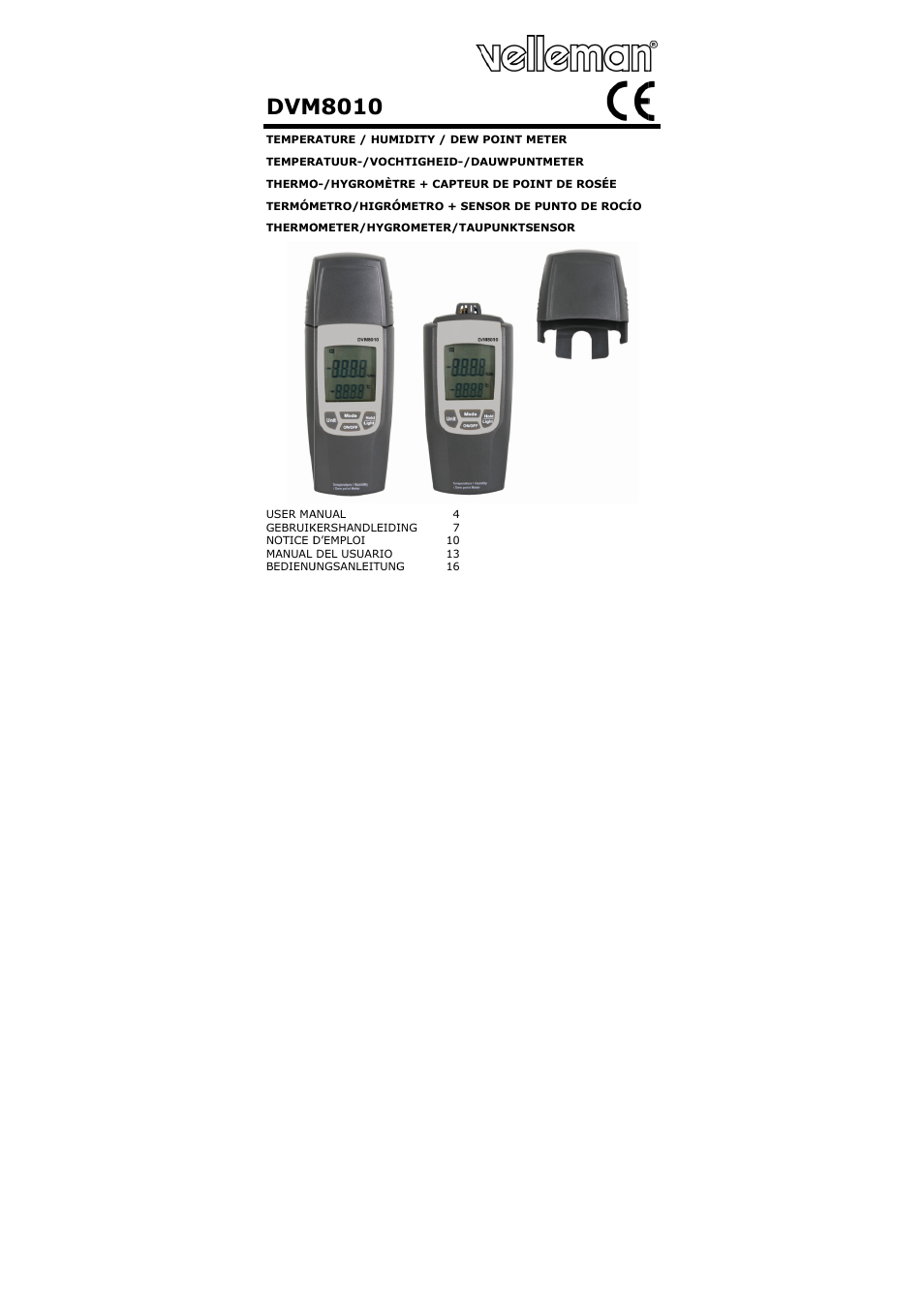 Velleman DVM8010 User Manual | 22 pages