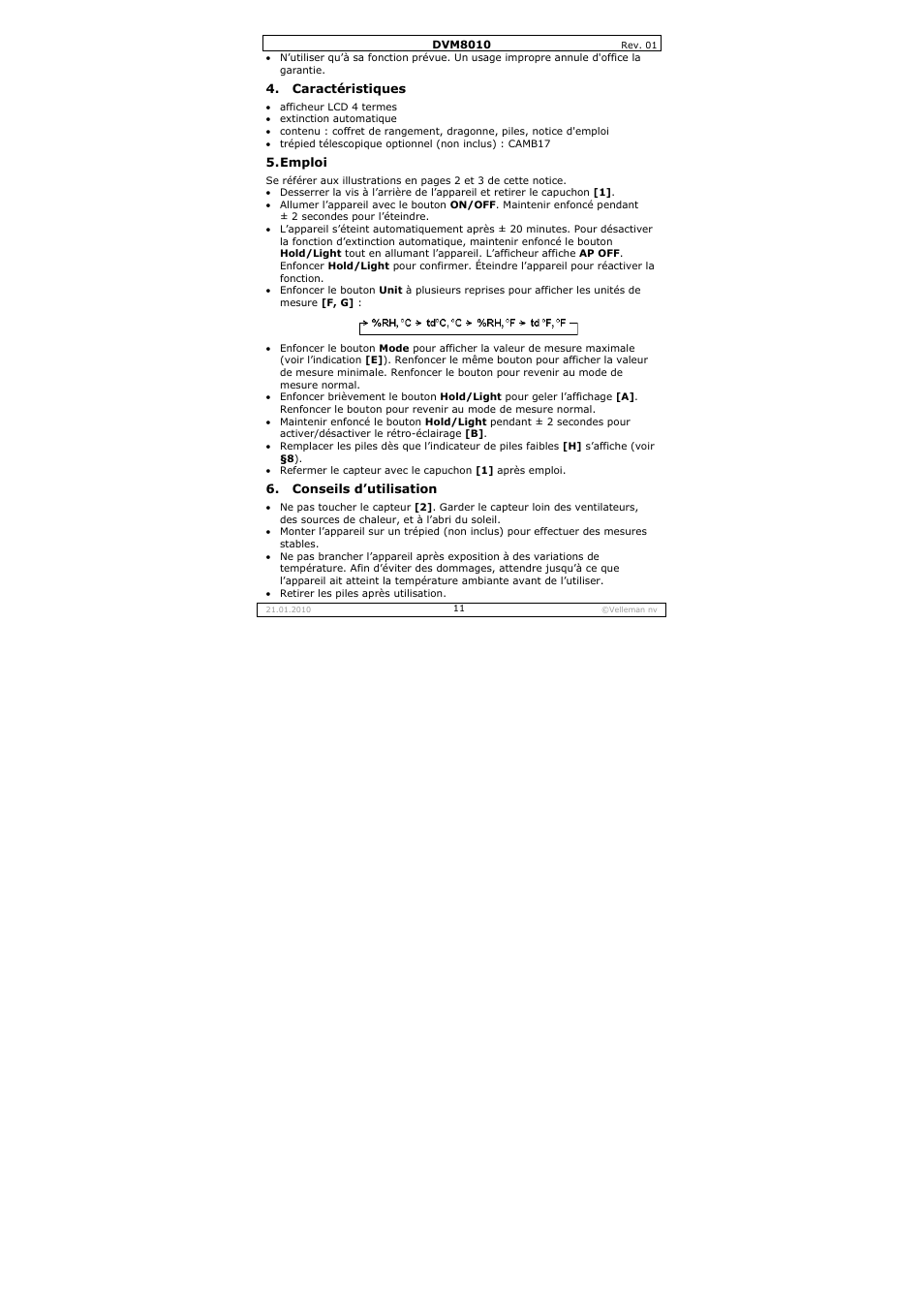 Velleman DVM8010 User Manual | Page 11 / 22