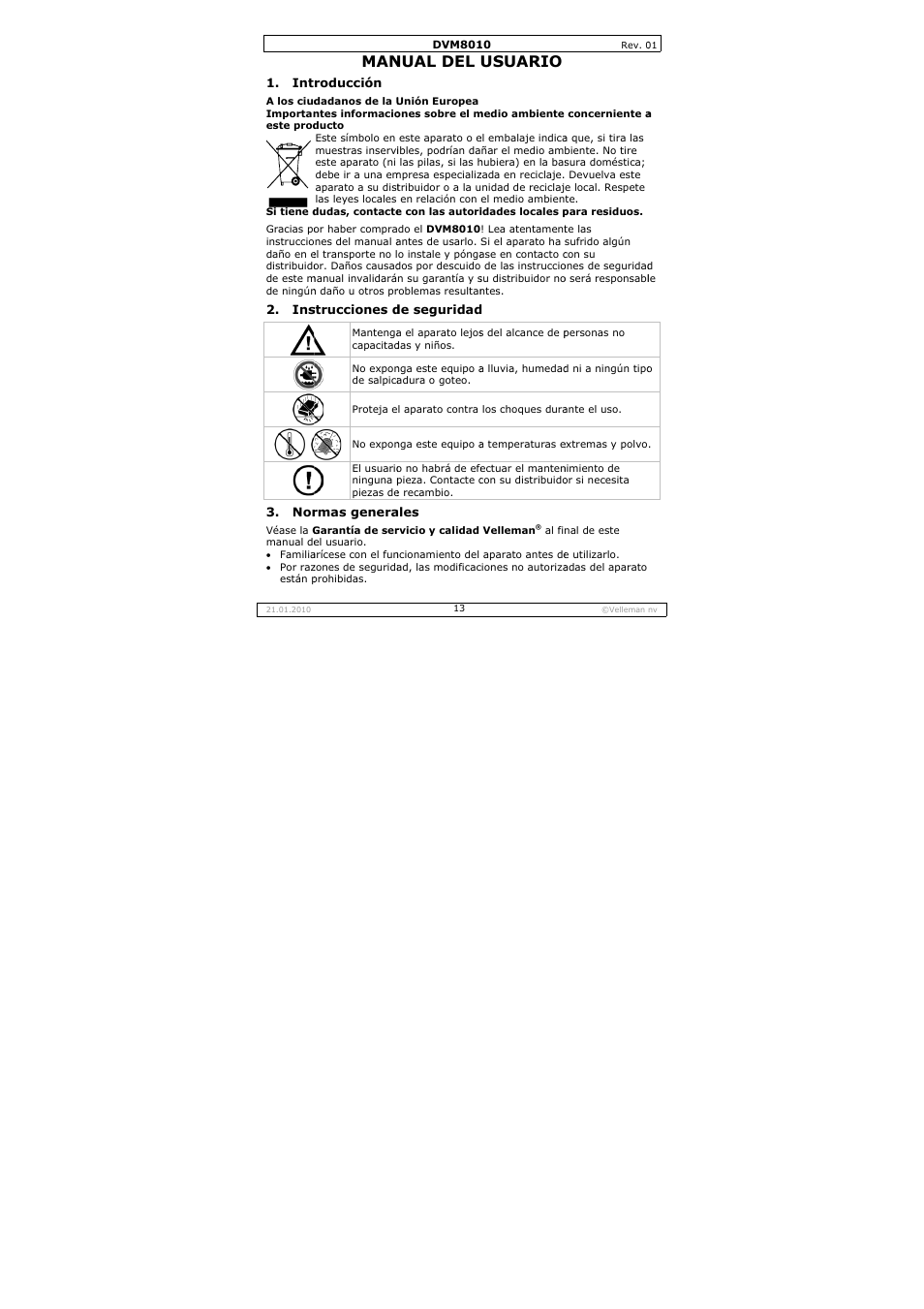 Nual del, Usuario | Velleman DVM8010 User Manual | Page 13 / 22