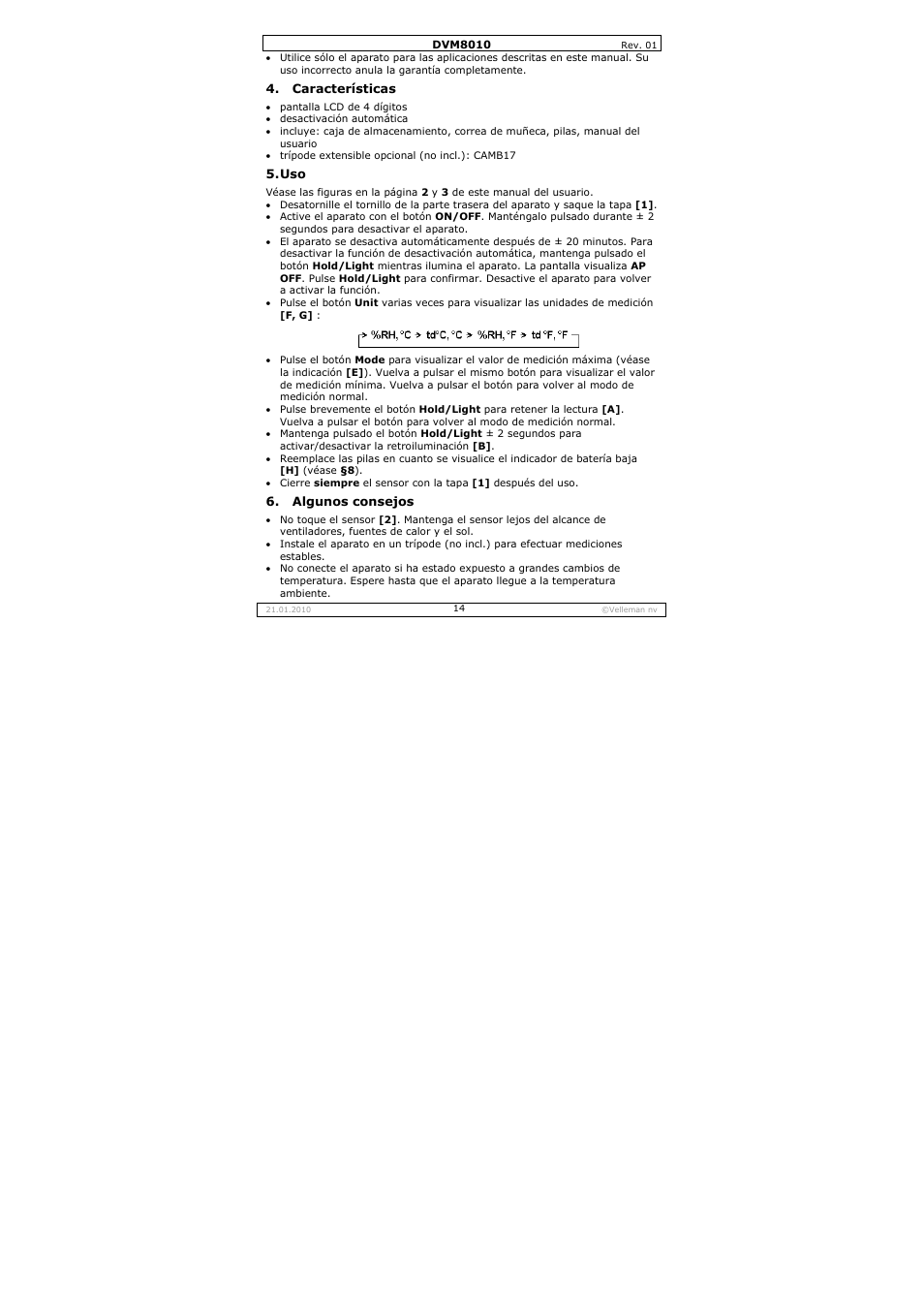 Velleman DVM8010 User Manual | Page 14 / 22