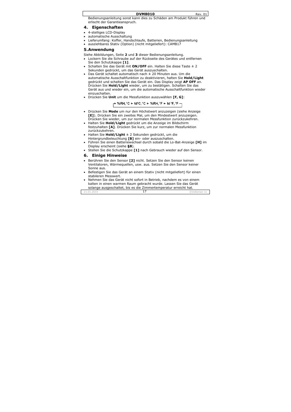 Velleman DVM8010 User Manual | Page 17 / 22