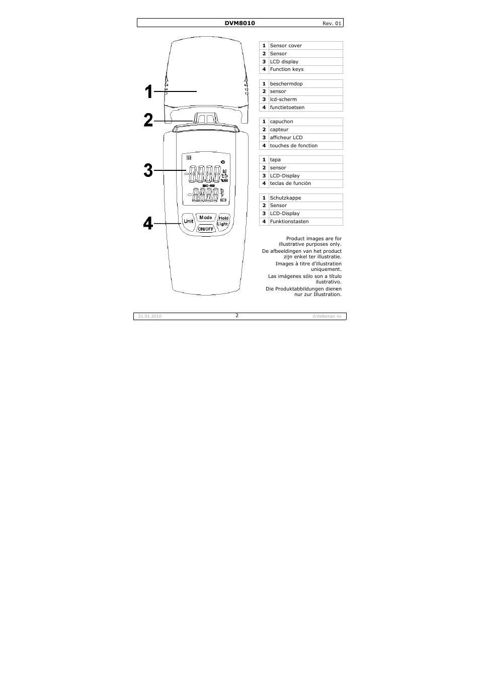 Velleman DVM8010 User Manual | Page 2 / 22