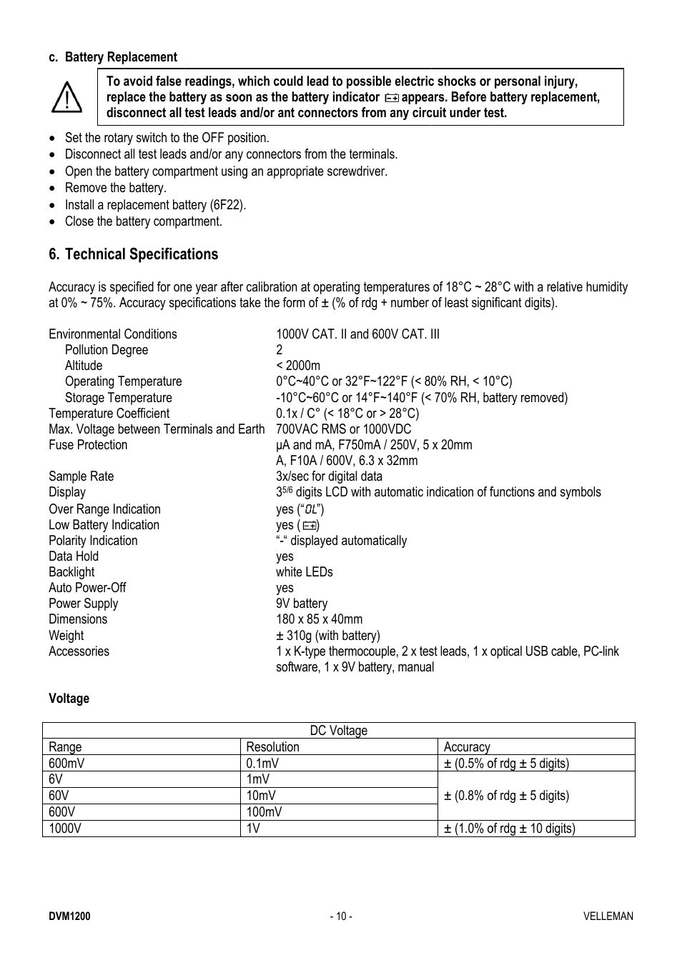 Velleman DVM1200 User Manual | Page 10 / 74