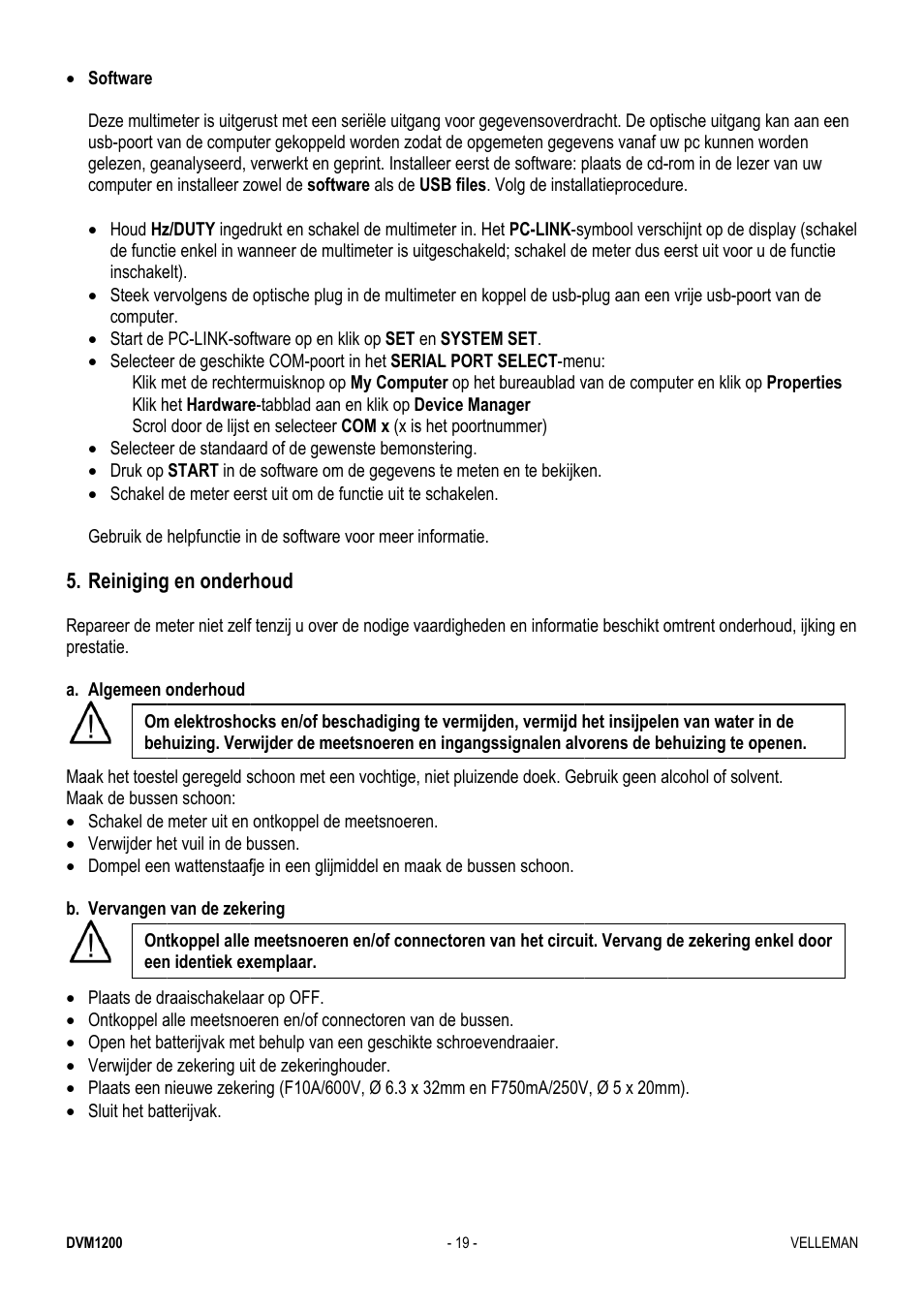 Velleman DVM1200 User Manual | Page 19 / 74