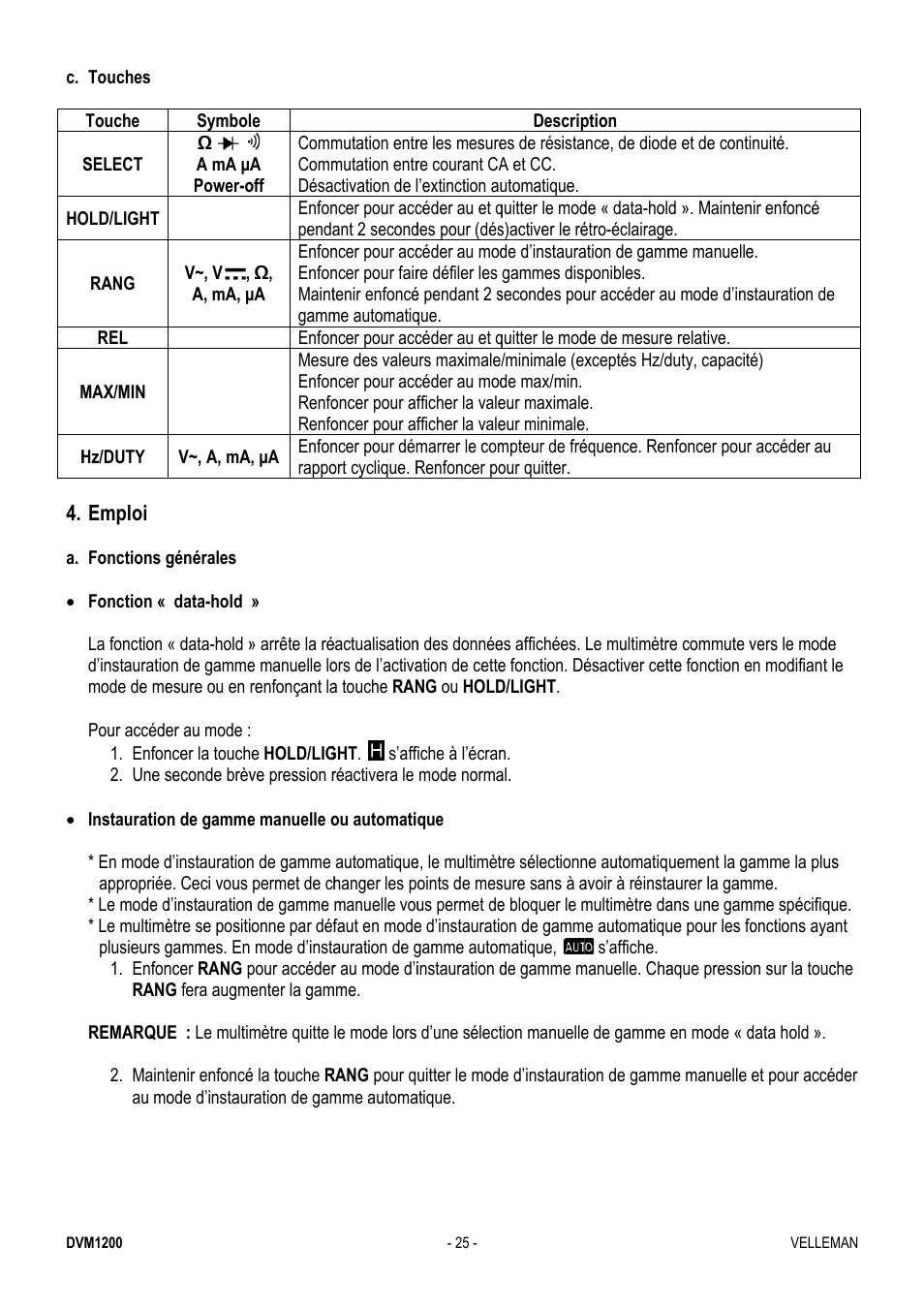 Velleman DVM1200 User Manual | Page 25 / 74