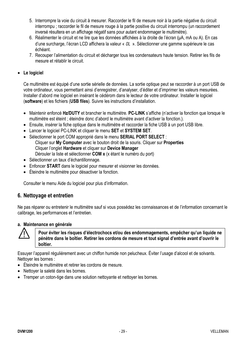 Velleman DVM1200 User Manual | Page 29 / 74