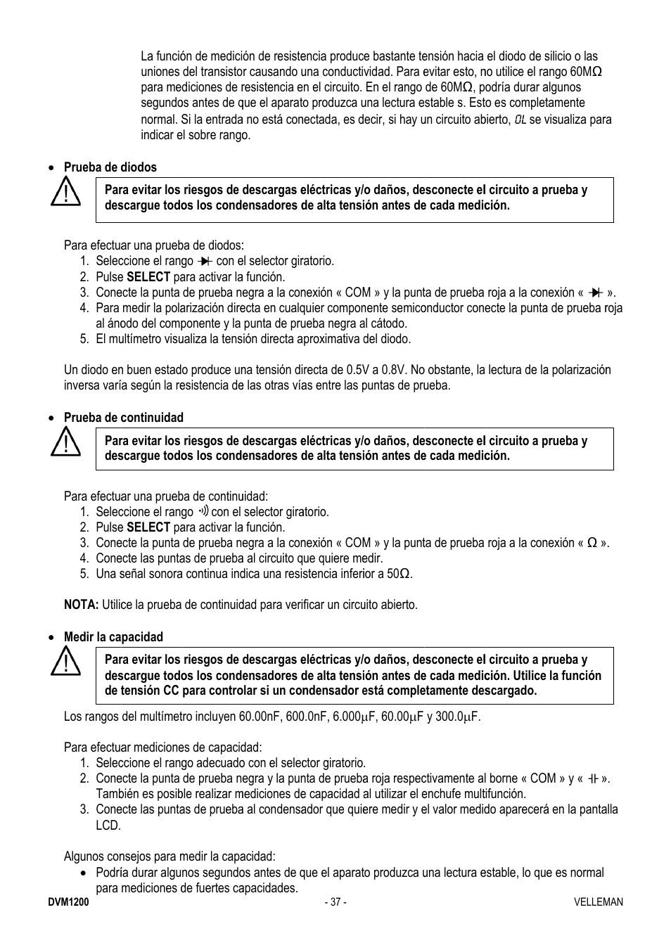 Velleman DVM1200 User Manual | Page 37 / 74