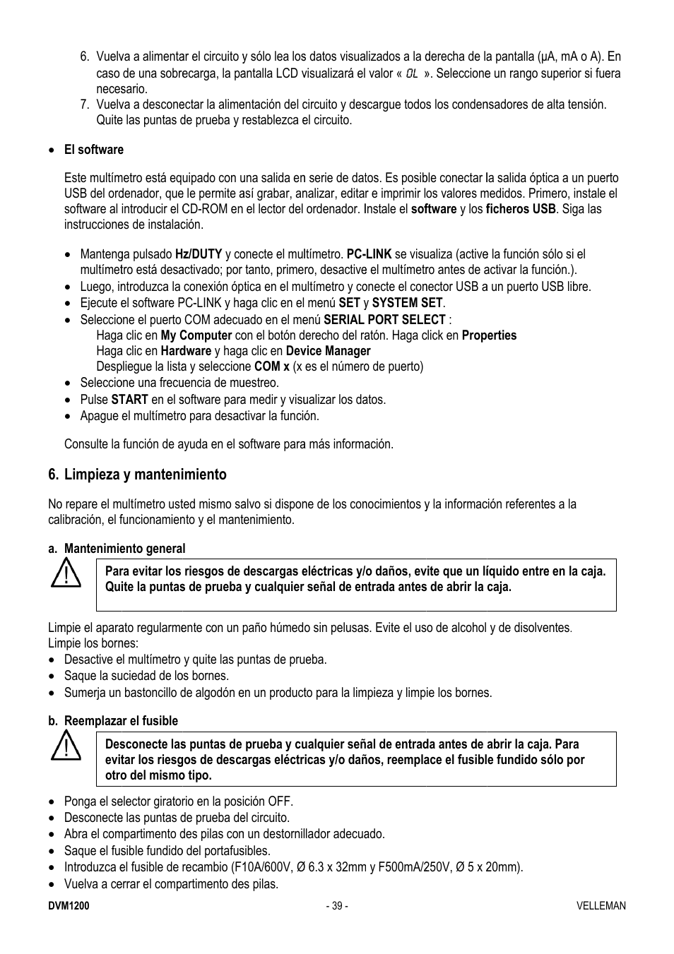 Velleman DVM1200 User Manual | Page 39 / 74