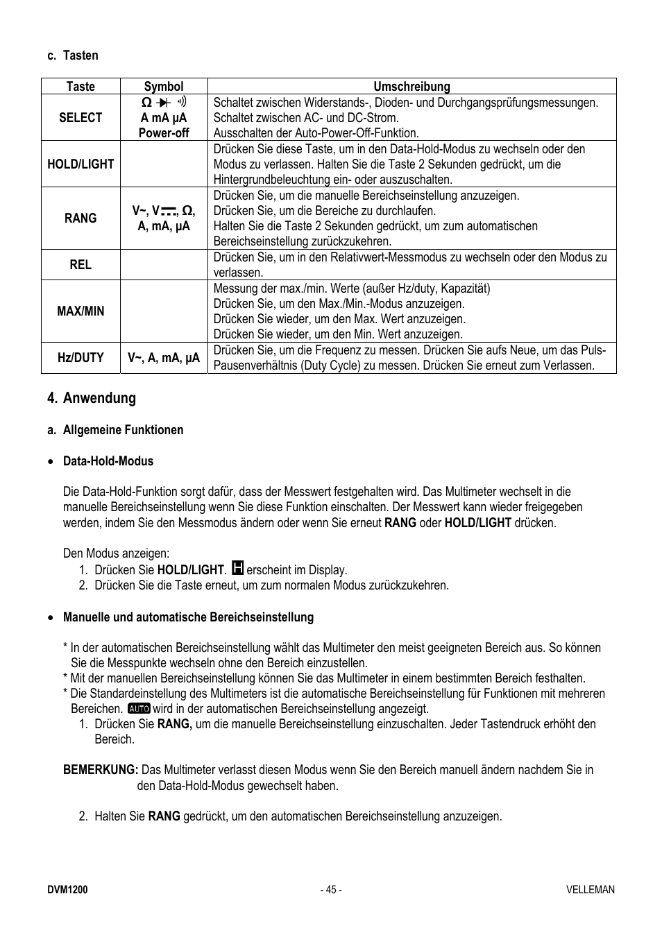 Velleman DVM1200 User Manual | Page 45 / 74