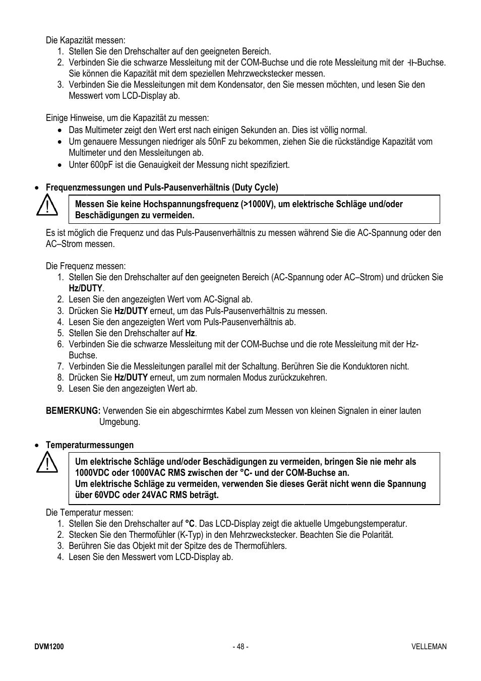 Velleman DVM1200 User Manual | Page 48 / 74