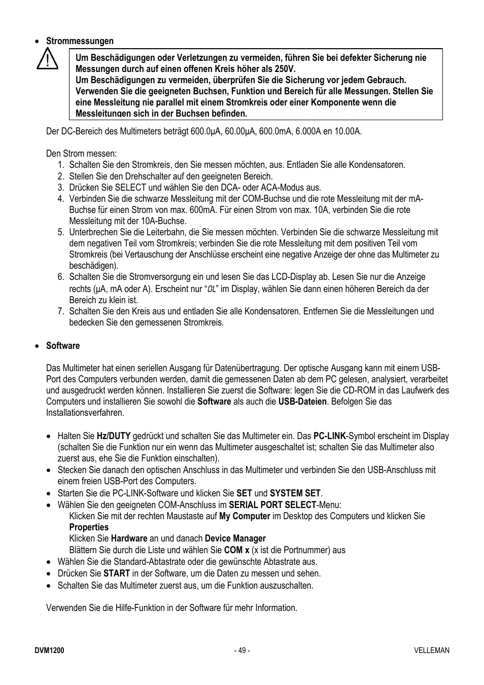 Velleman DVM1200 User Manual | Page 49 / 74