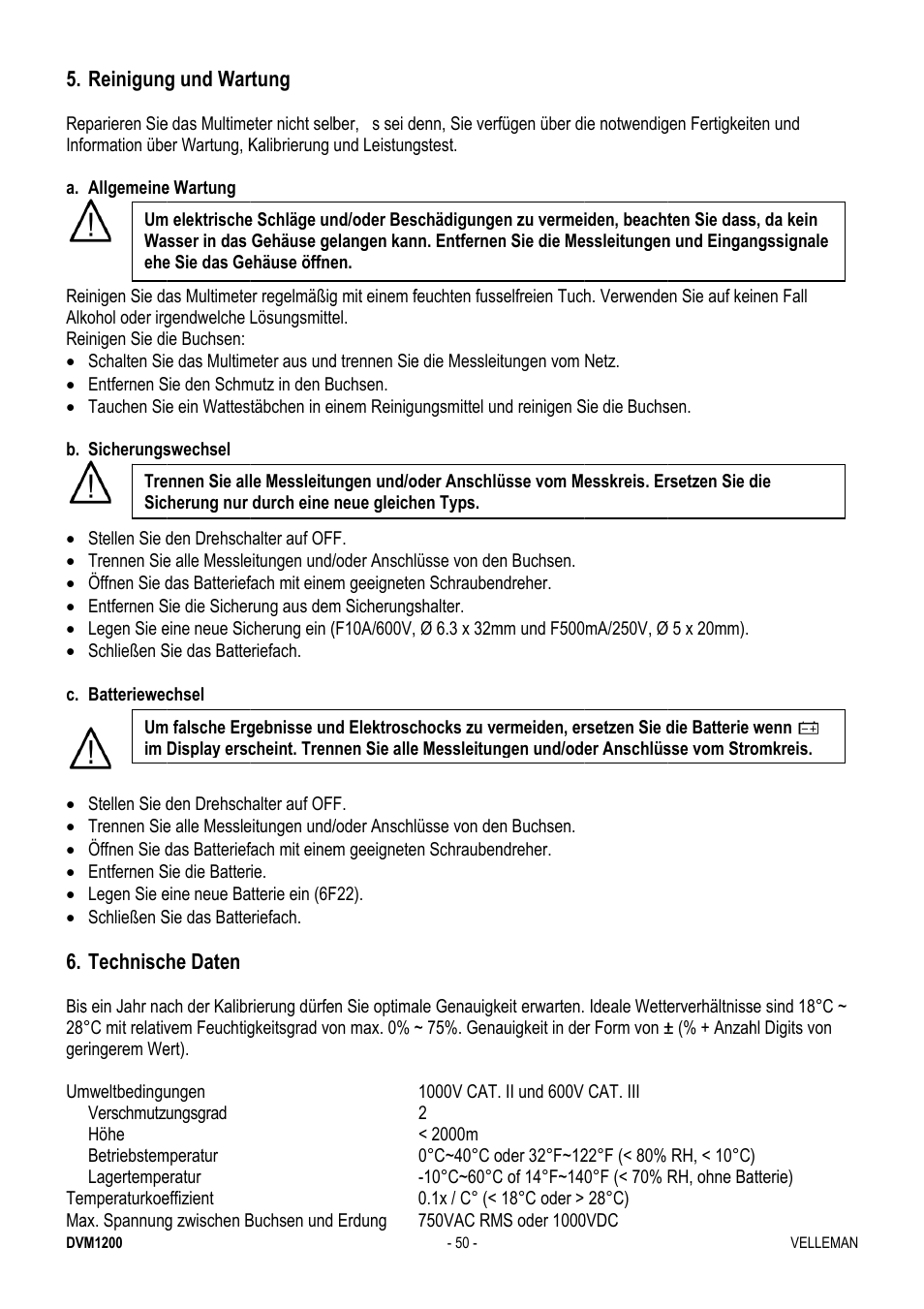 Velleman DVM1200 User Manual | Page 50 / 74