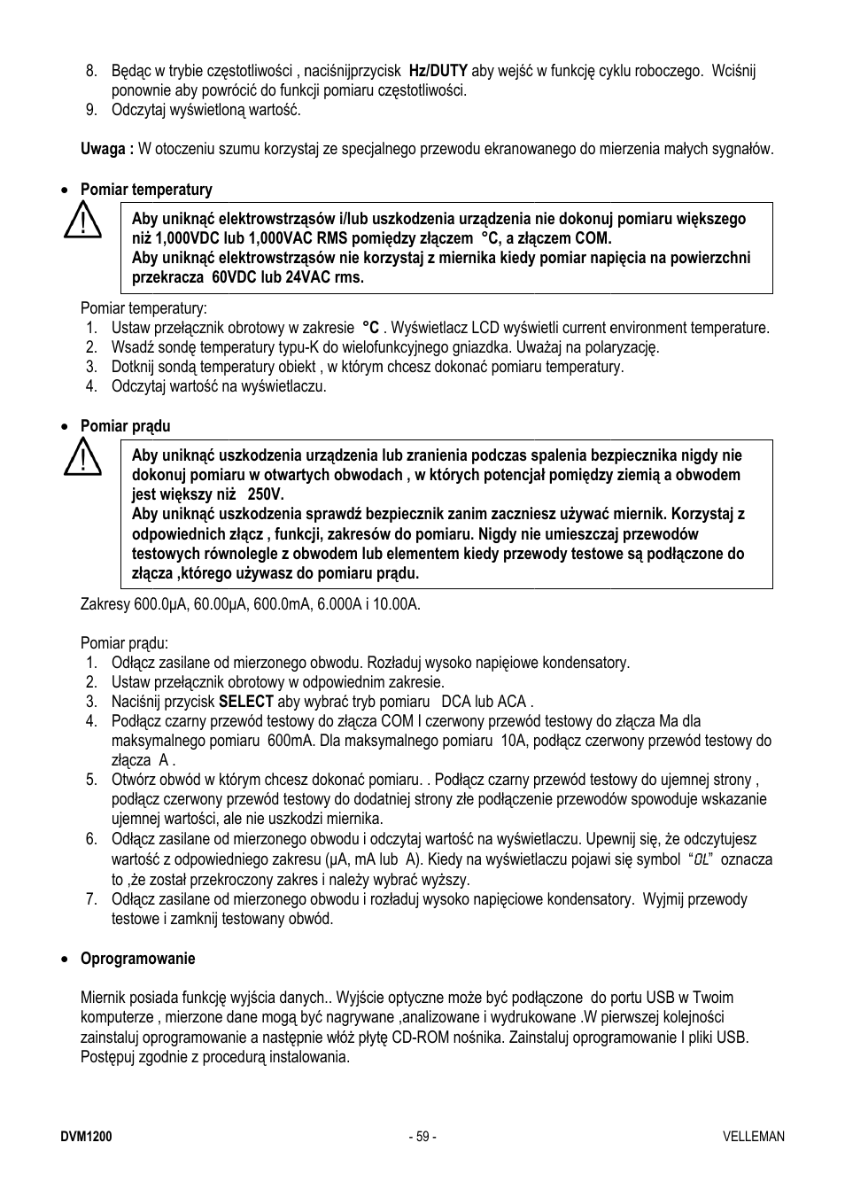 Velleman DVM1200 User Manual | Page 59 / 74