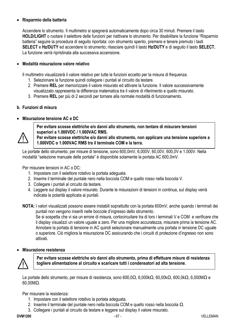 Velleman DVM1200 User Manual | Page 67 / 74