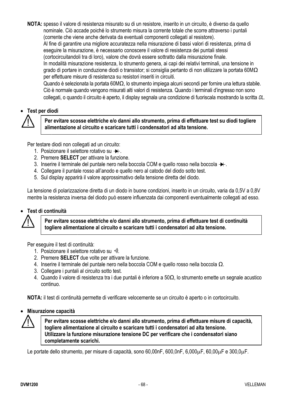 Velleman DVM1200 User Manual | Page 68 / 74