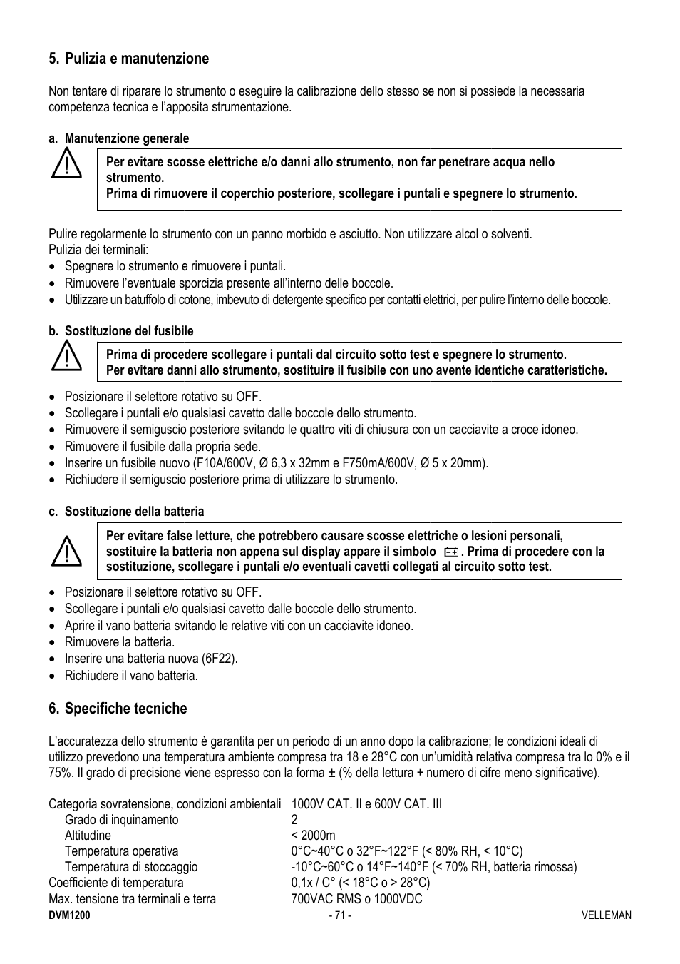 Velleman DVM1200 User Manual | Page 71 / 74