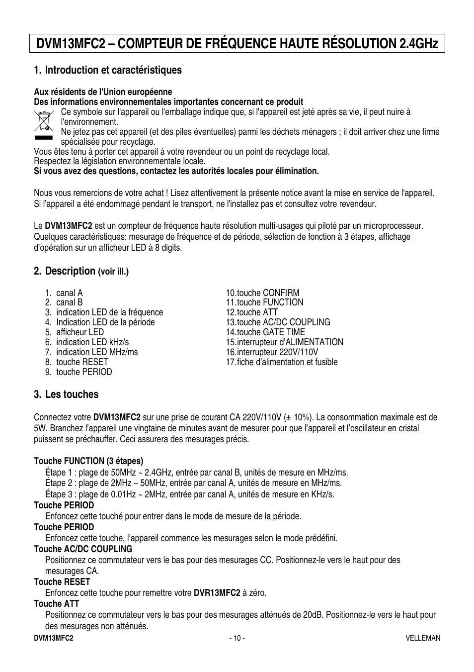 Velleman DVM13MFC2 User Manual | Page 10 / 23