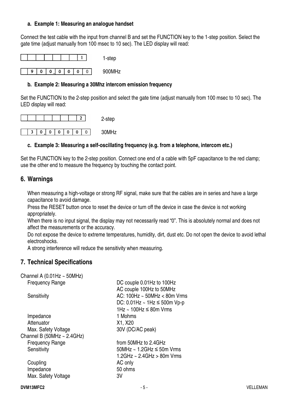 Velleman DVM13MFC2 User Manual | Page 5 / 23