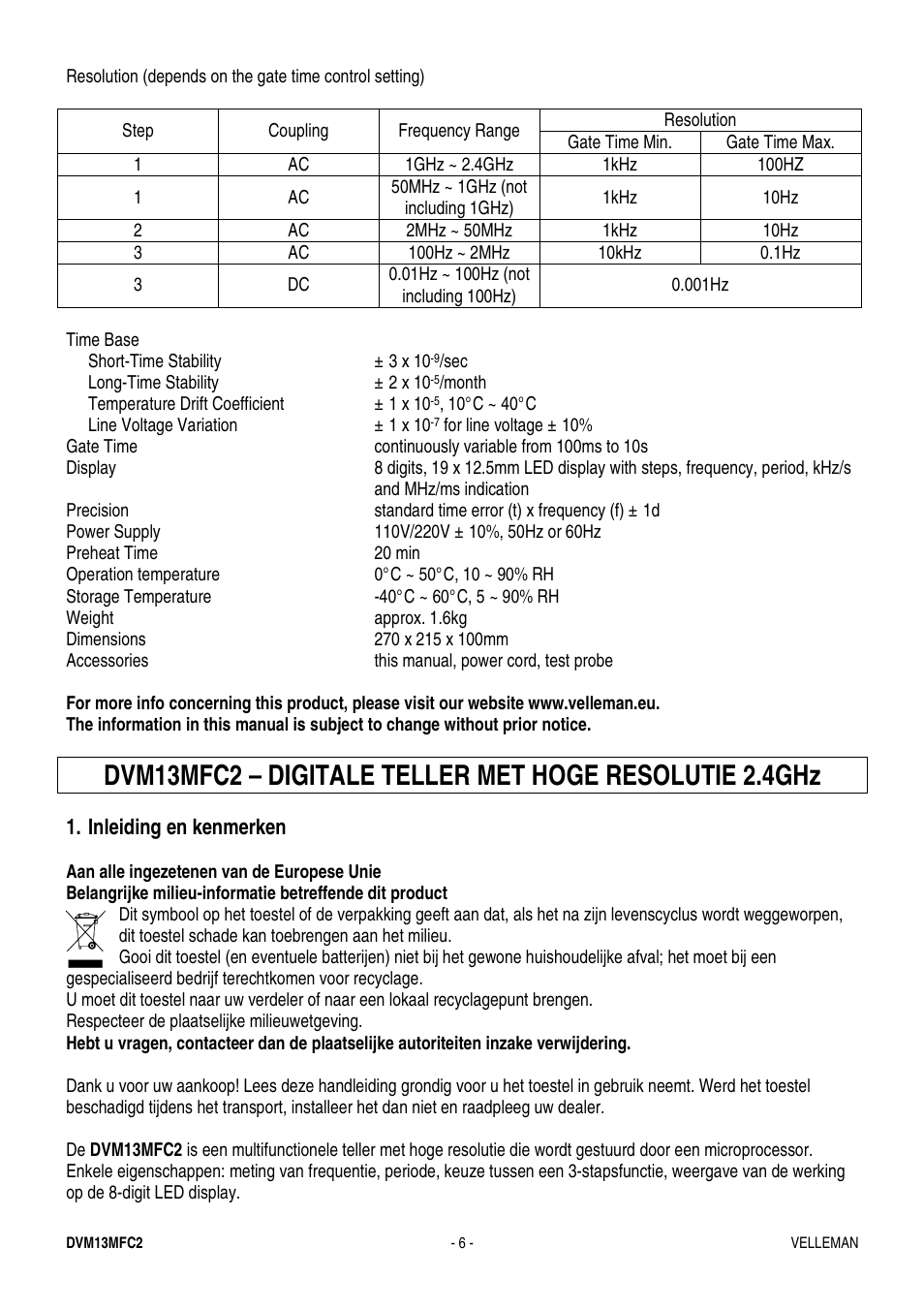 Velleman DVM13MFC2 User Manual | Page 6 / 23