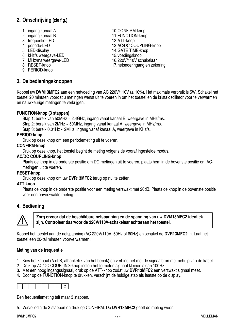 Velleman DVM13MFC2 User Manual | Page 7 / 23