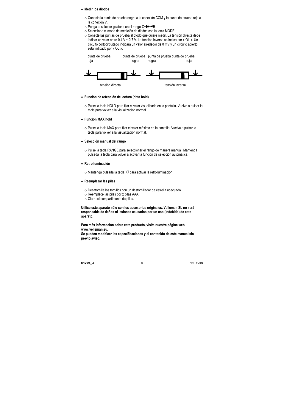 Velleman DCM330 User Manual | Page 19 / 29